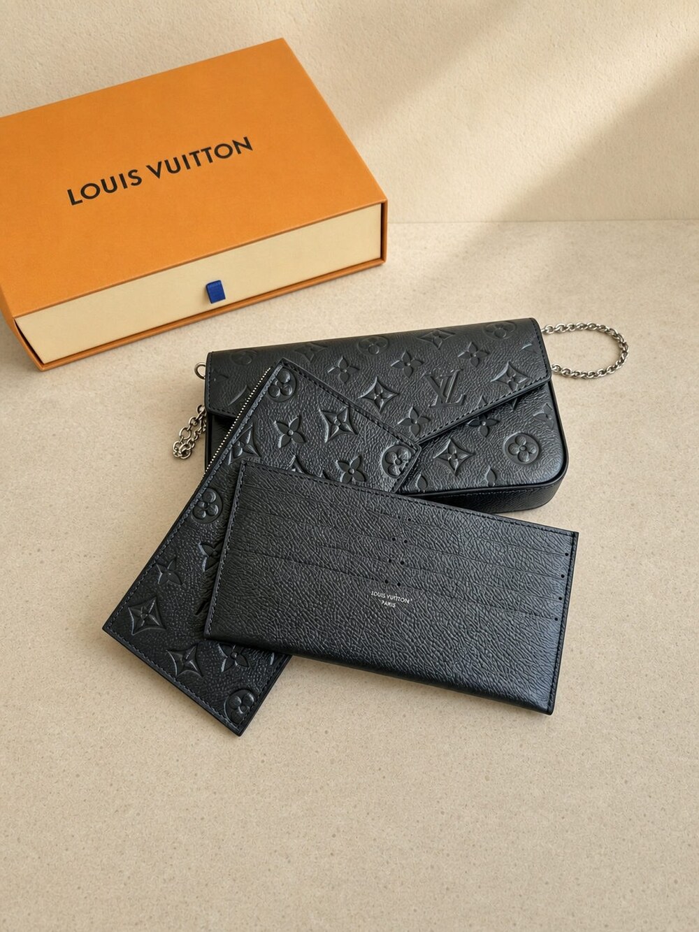 Louis Vuitton Felicie Black Empreinte Leather Chain Pouch - Picture 4 of 5